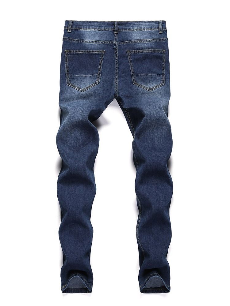 Hål Vanliga Pencil Byxor Casual Mid Waist Jeans