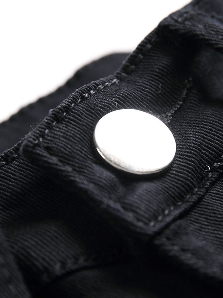 Hål Vanligt Rak Dragkedja Casual Herrjeans
