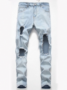 Hål Vanligt Rak Dragkedja Koreanska Herrjeans