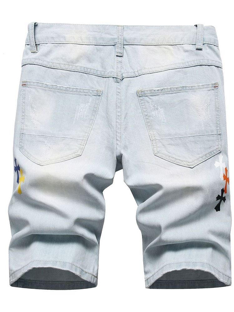 Högkvalitativa Jeans Med Rakt Tryck Med Dragkedja I Mitten Av Midjan
