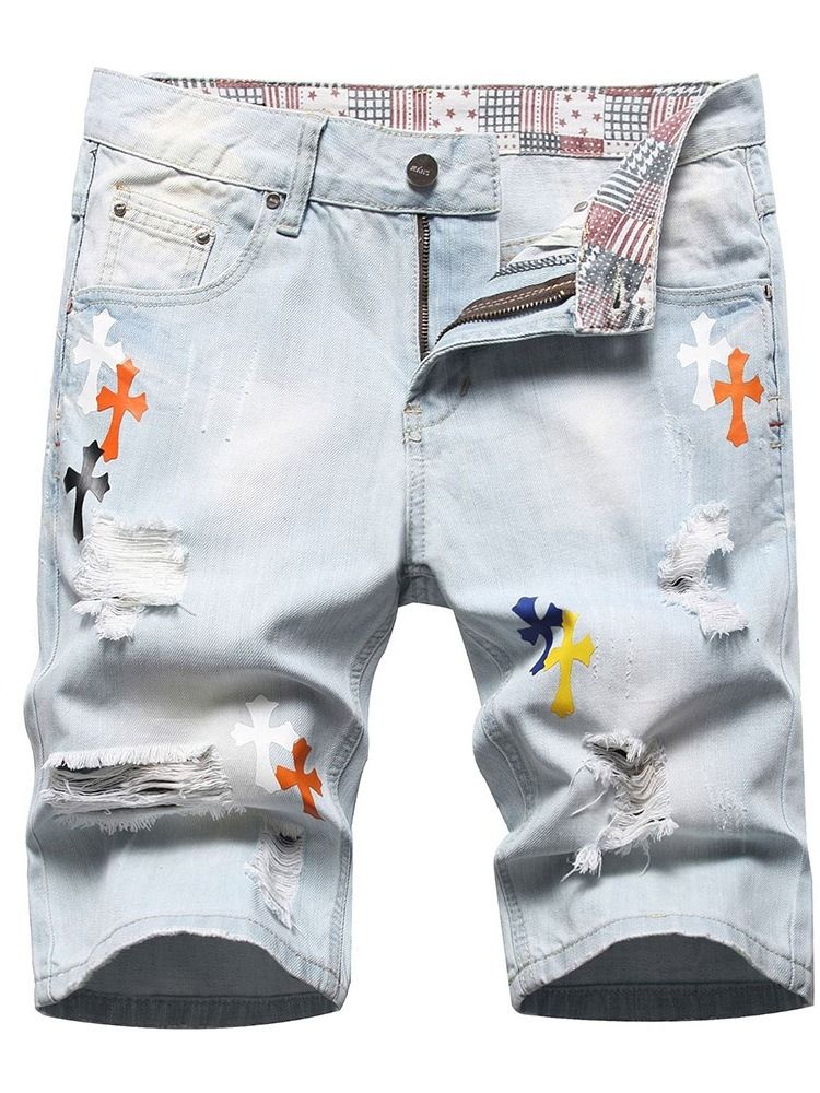 Högkvalitativa Jeans Med Rakt Tryck Med Dragkedja I Mitten Av Midjan