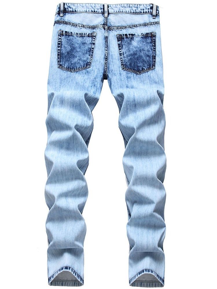 Ihålig Vanlig Rak Dragkedja Casual Herrjeans