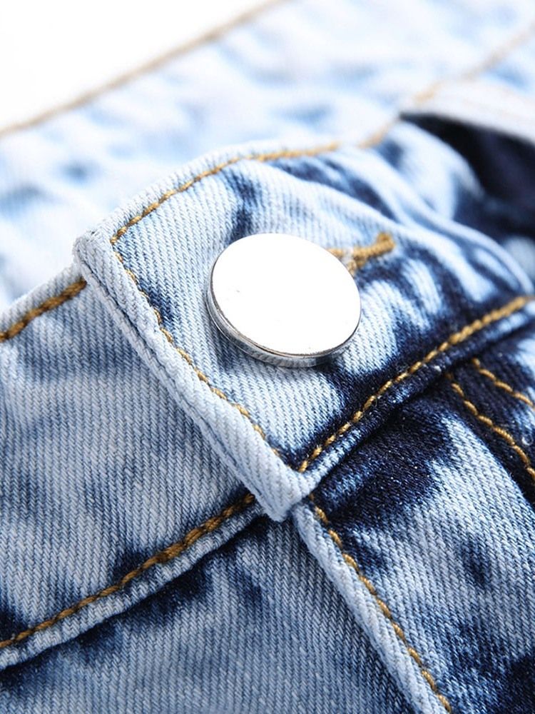 Ihålig Vanlig Rak Dragkedja Casual Herrjeans