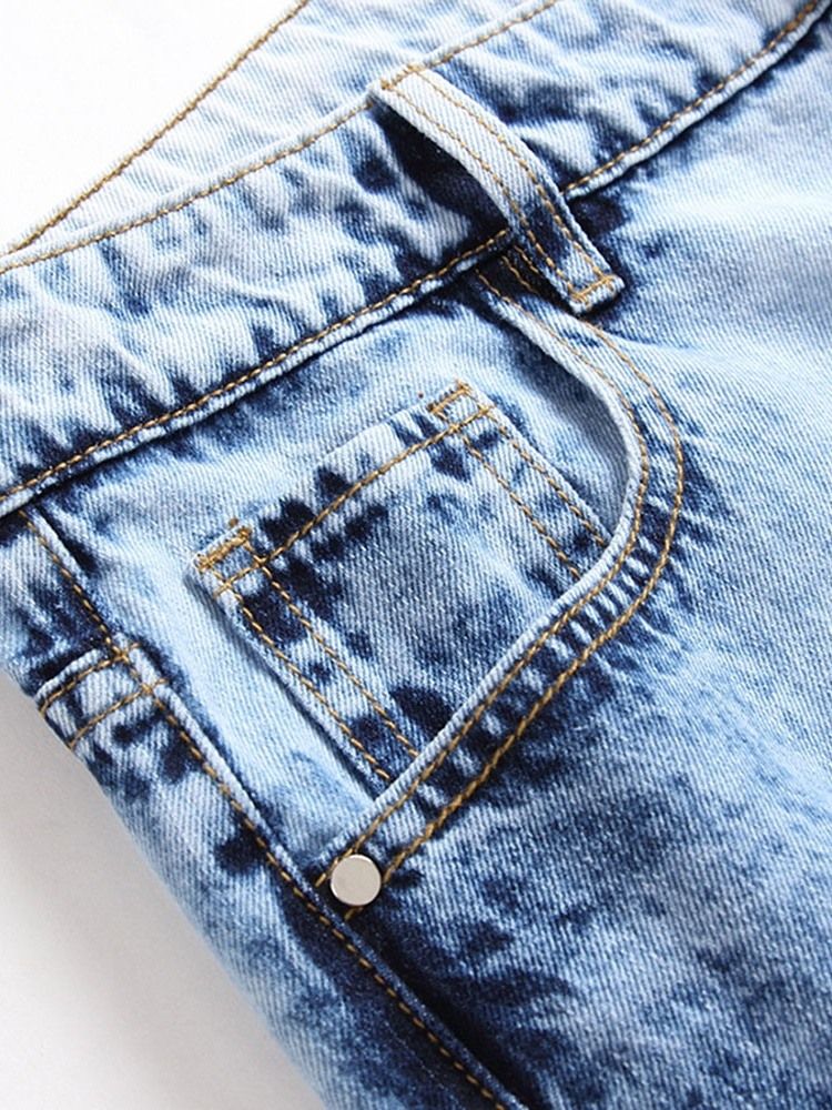 Ihålig Vanlig Rak Dragkedja Casual Herrjeans