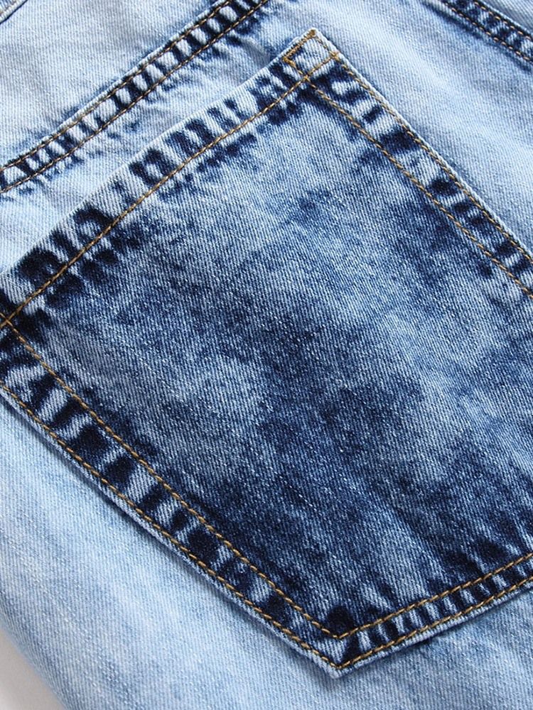 Ihålig Vanlig Rak Dragkedja Casual Herrjeans