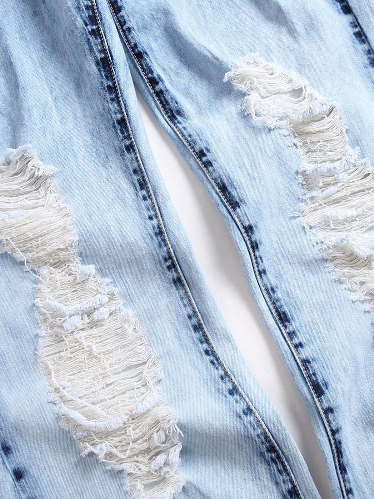 Ihålig Vanlig Rak Dragkedja Casual Herrjeans