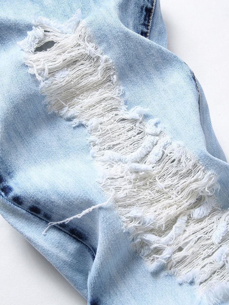 Ihålig Vanlig Rak Dragkedja Casual Herrjeans