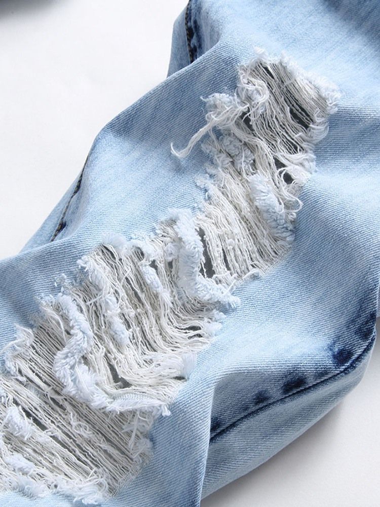 Ihålig Vanlig Rak Dragkedja Casual Herrjeans