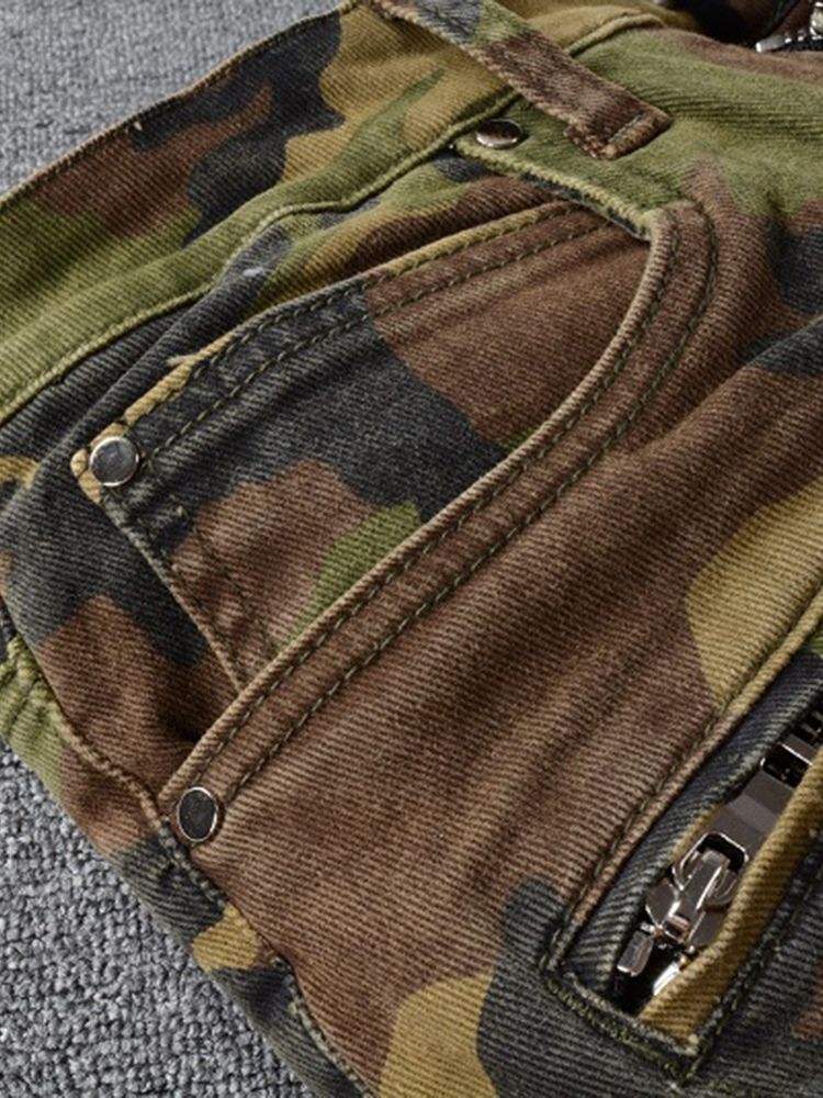 Kamouflagetryck Pencil Pants European Zipper Jeans