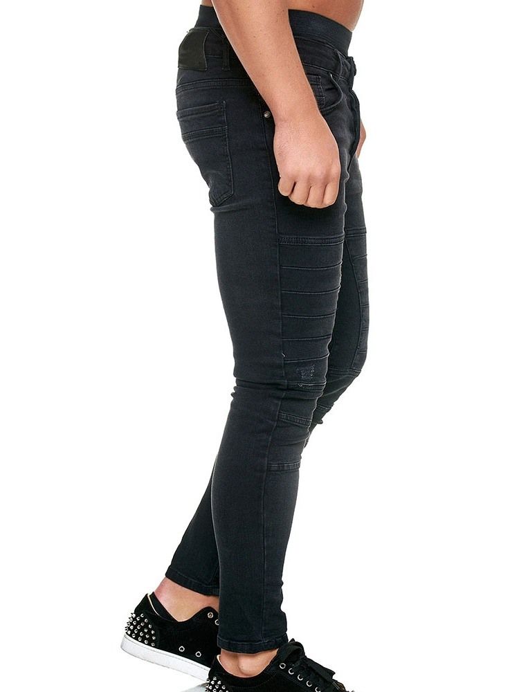 Knapp Vanliga Pencil Byxor Herr Casual Jeans