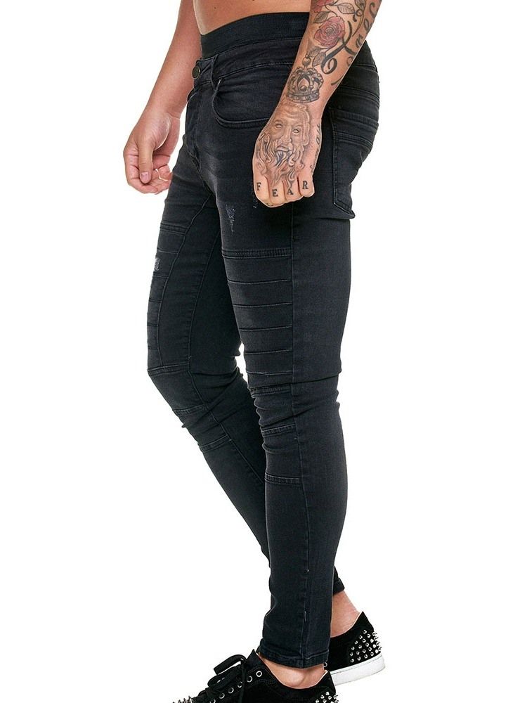 Knapp Vanliga Pencil Byxor Herr Casual Jeans