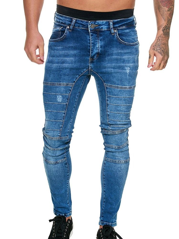Knapp Vanliga Pencil Byxor Herr Casual Jeans