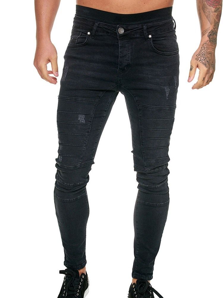 Knapp Vanliga Pencil Byxor Herr Casual Jeans