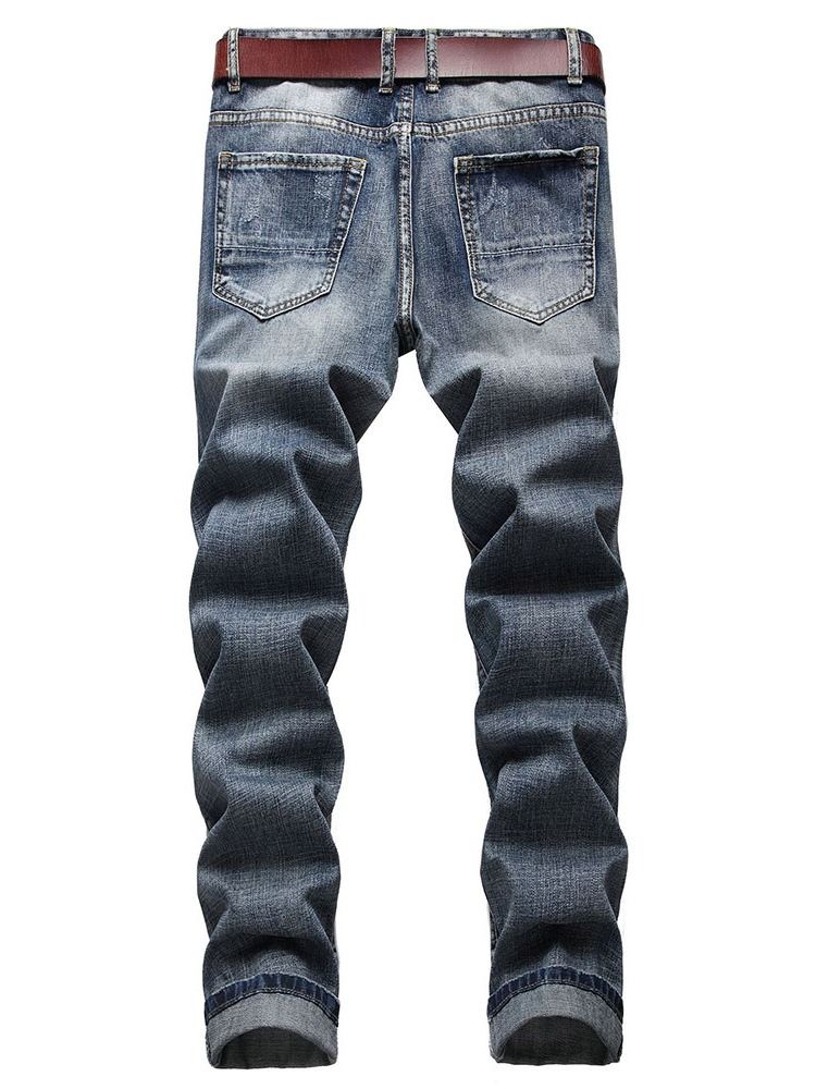 Kvalitet Raka Slitna Europeiska Jeans Med Dragkedja