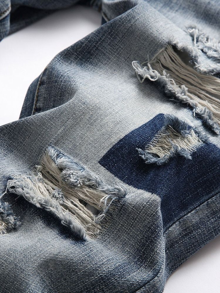 Kvalitet Raka Slitna Europeiska Jeans Med Dragkedja