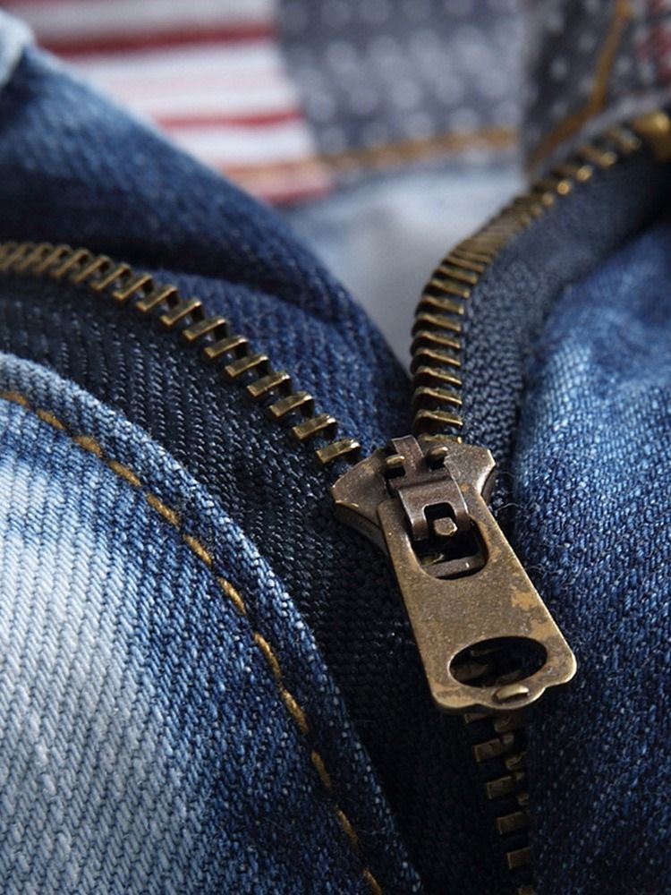 Mode Slitna Jeans Med Dragkedja I Mitten Av Midjan