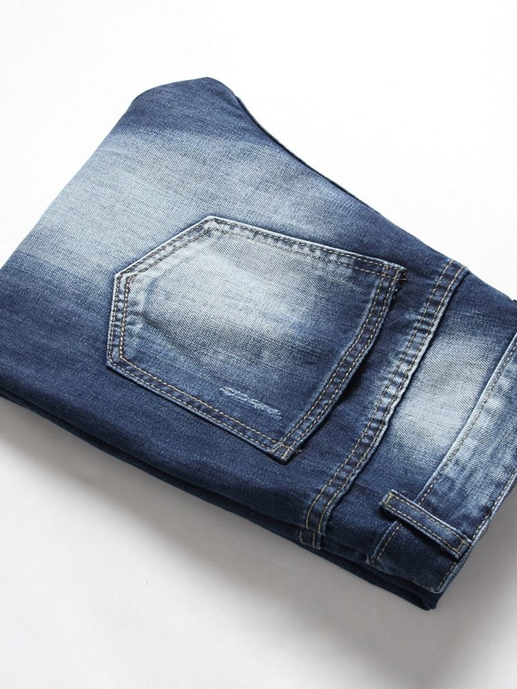 Mode Slitna Jeans Med Rak Dragkedja I Mitten Av Midjan