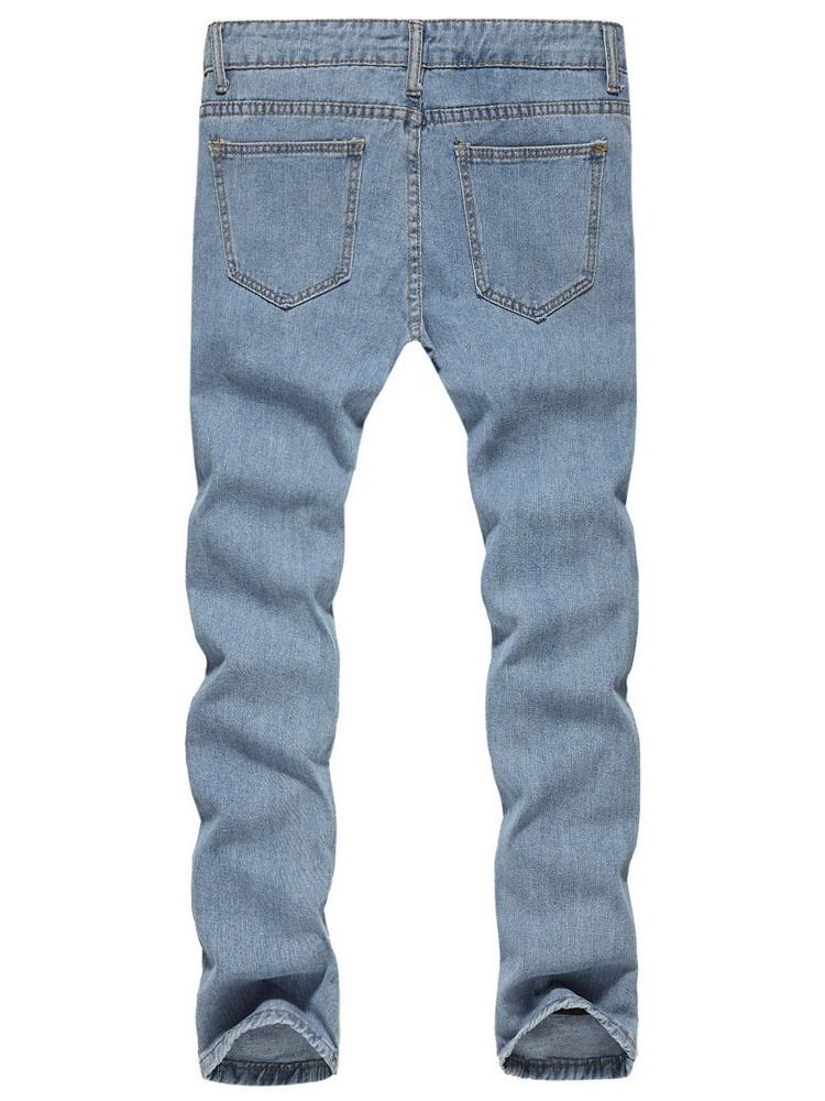 Paint Splatters Color Block Straight Zipper European Jeans