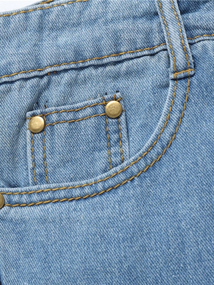 Paint Splatters Color Block Straight Zipper European Jeans