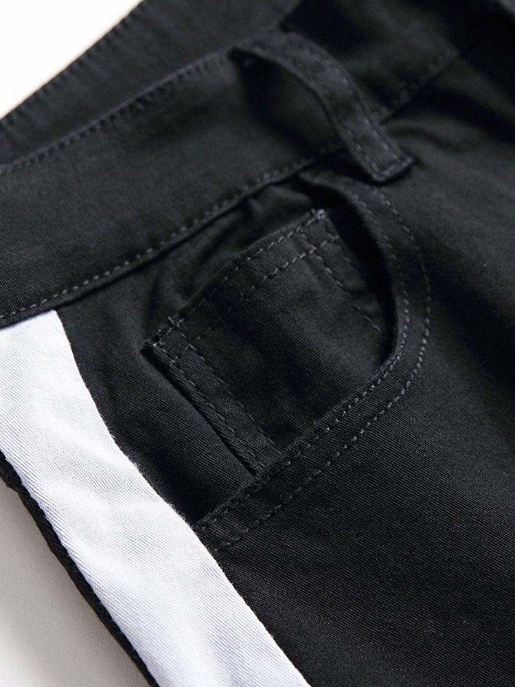 Patchwork Färgblock Rak Dragkedja Casual Jeans