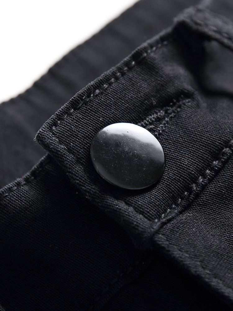 Patchwork Färgblock Rak Dragkedja Casual Jeans
