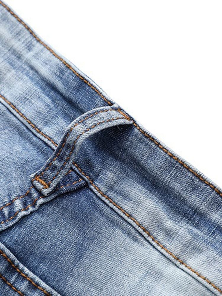 Patchwork Ljusblå Plisserade Herr Casual Jeans