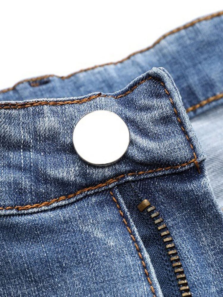 Patchwork Ljusblå Plisserade Herr Casual Jeans