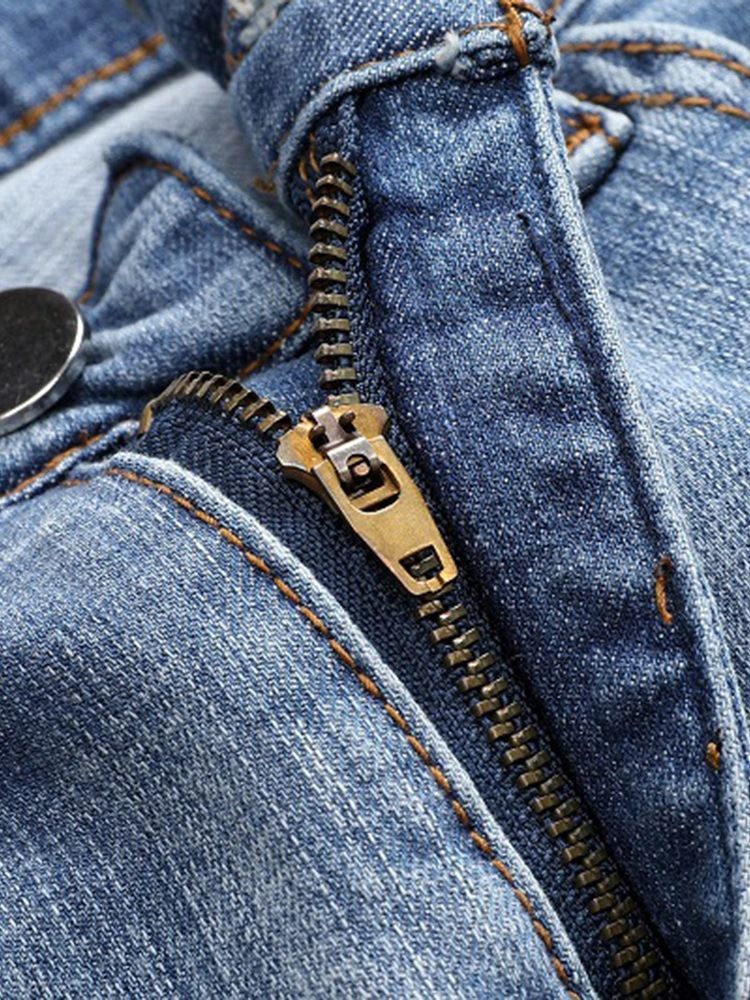 Patchwork Ljusblå Plisserade Herr Casual Jeans