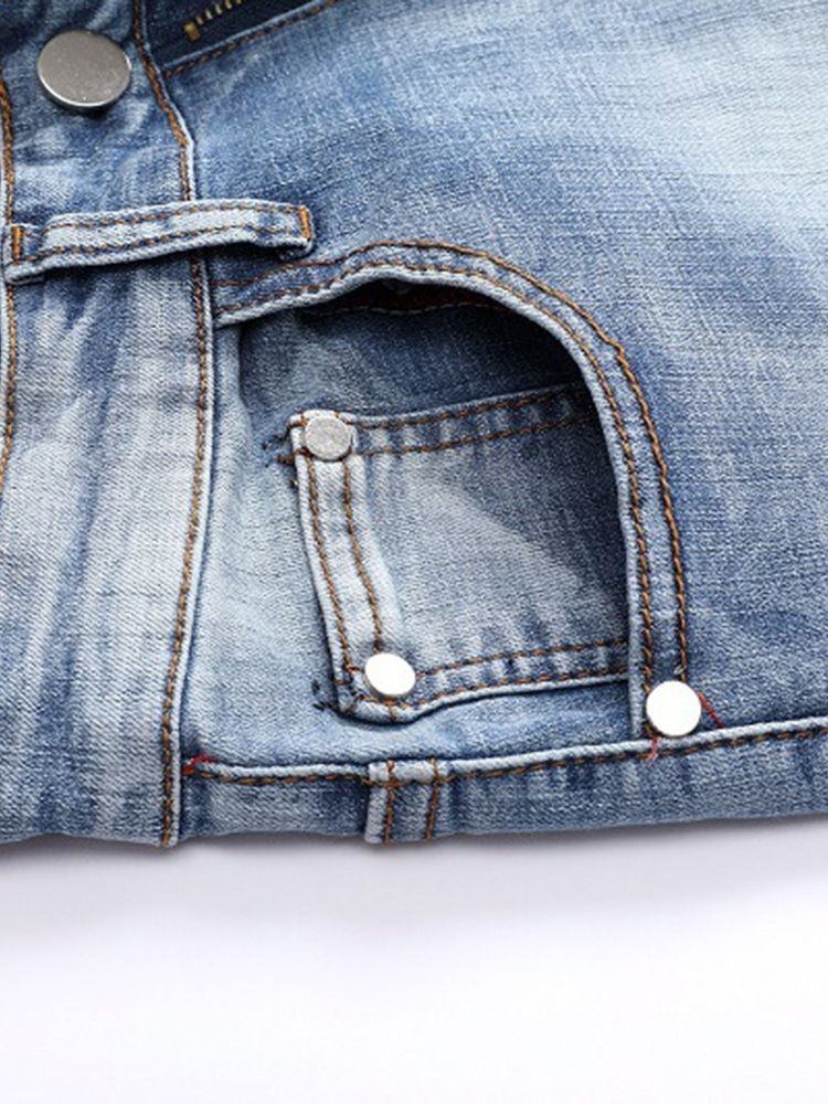 Patchwork Ljusblå Plisserade Herr Casual Jeans