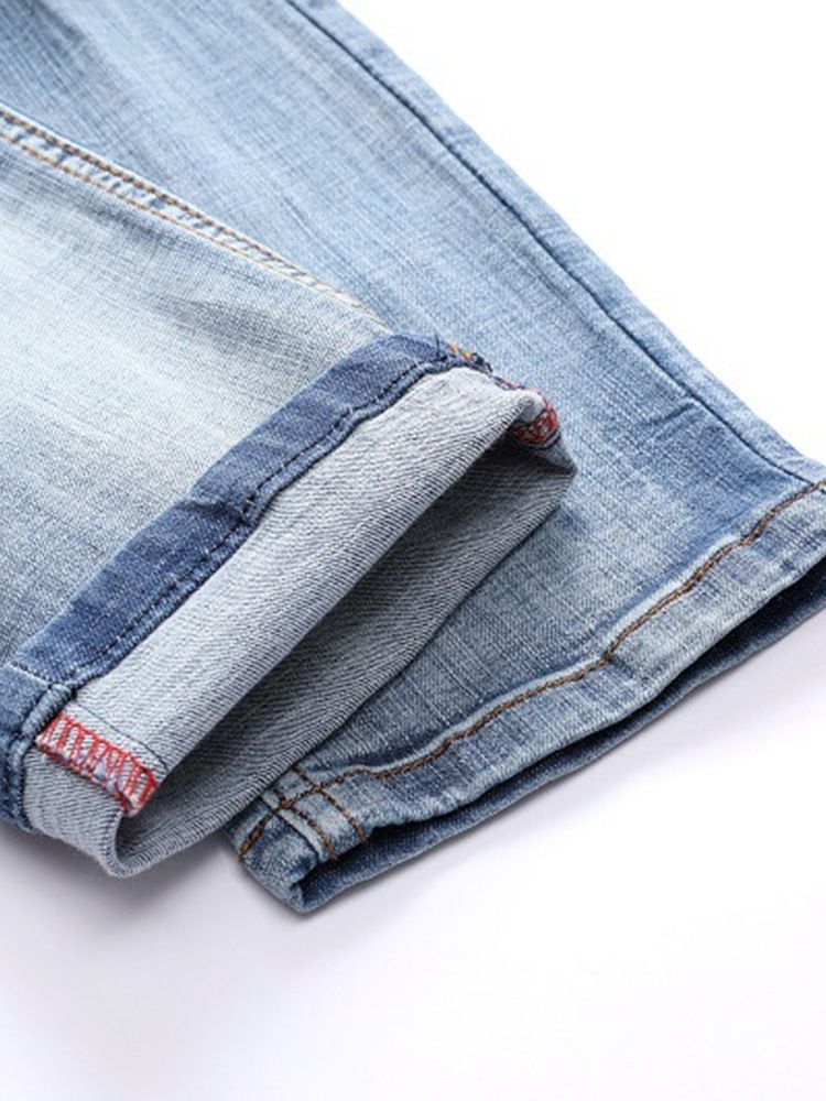 Patchwork Ljusblå Plisserade Herr Casual Jeans