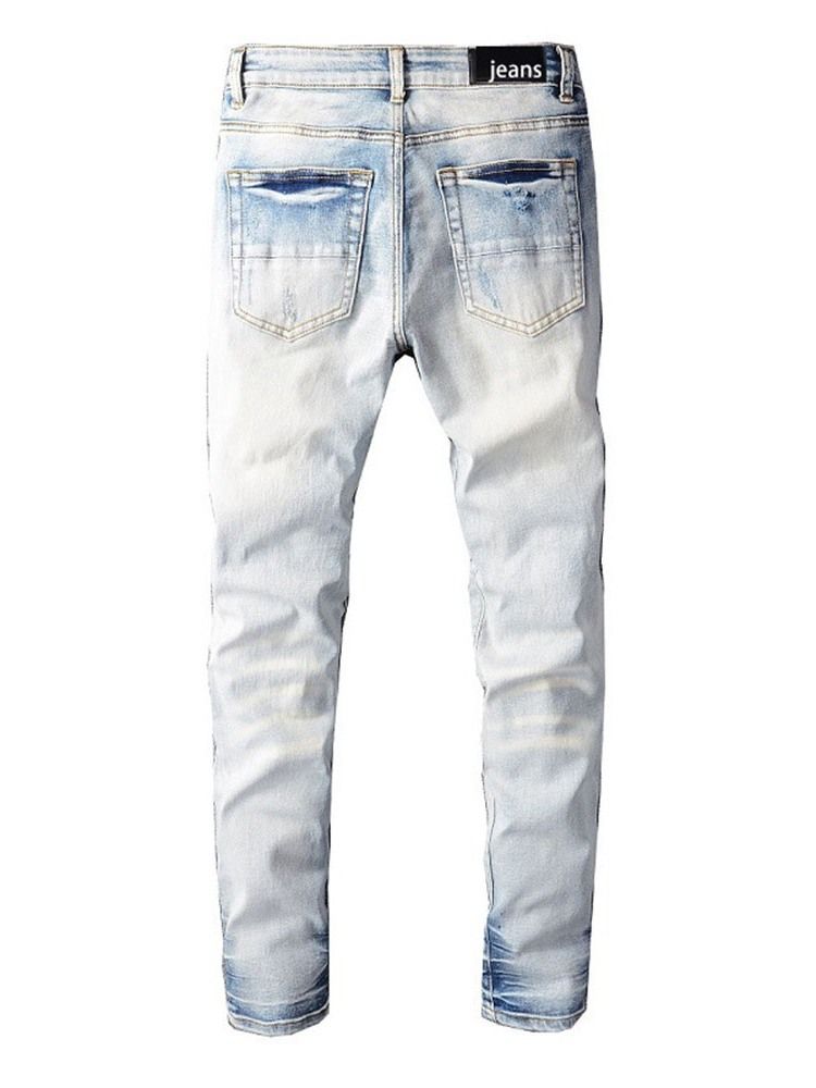 Patchwork Pencil Pants Mid Waist Europeiska Casual Jeans
