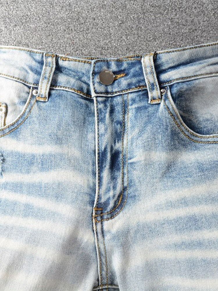 Patchwork Pencil Pants Mid Waist Europeiska Casual Jeans