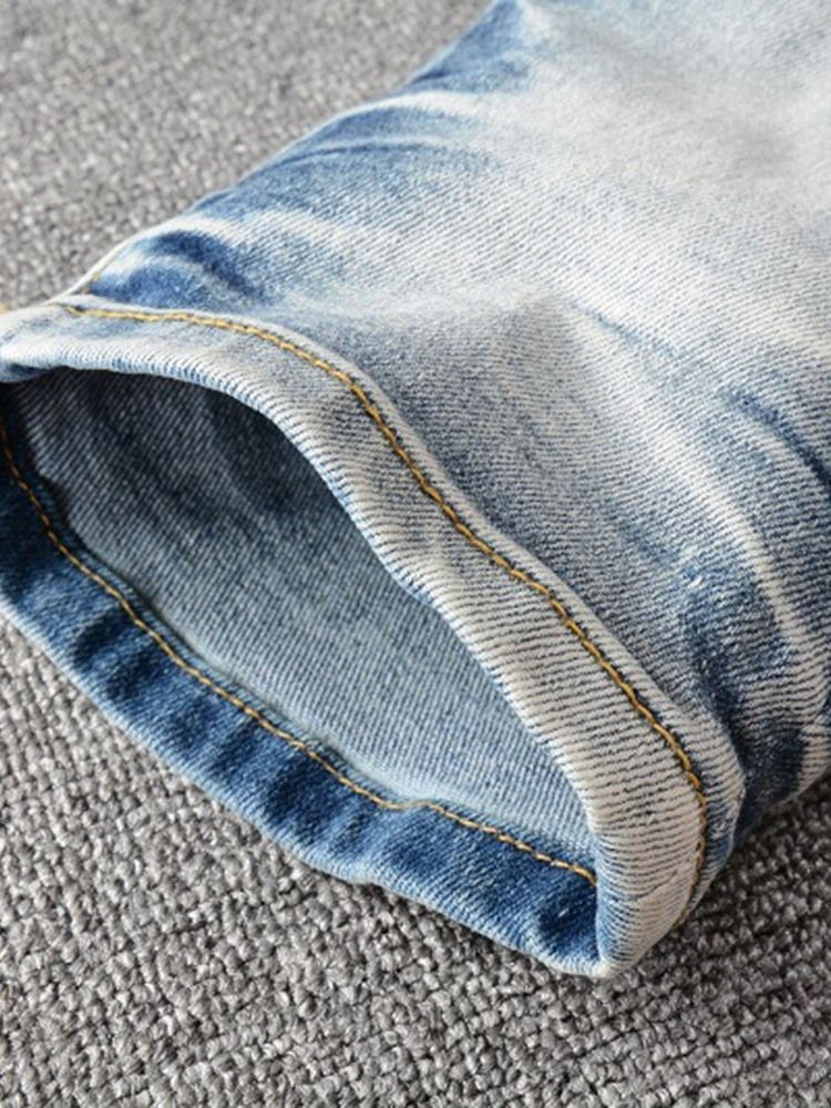 Patchwork Pencil Pants Mid Waist Europeiska Casual Jeans