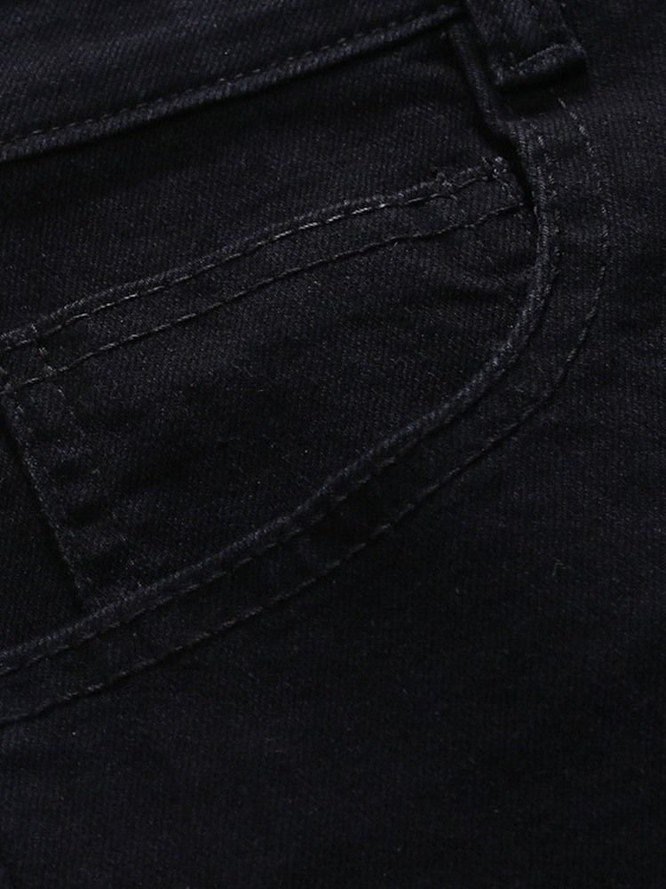 Patchwork Pencil Pants Mid Waist Zipper Jeans