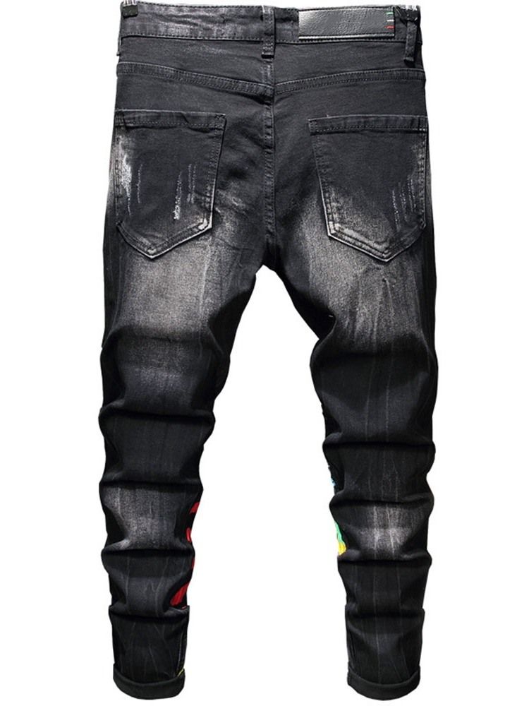 Pencil Byxor Brevtryck Mid Waist European Jeans