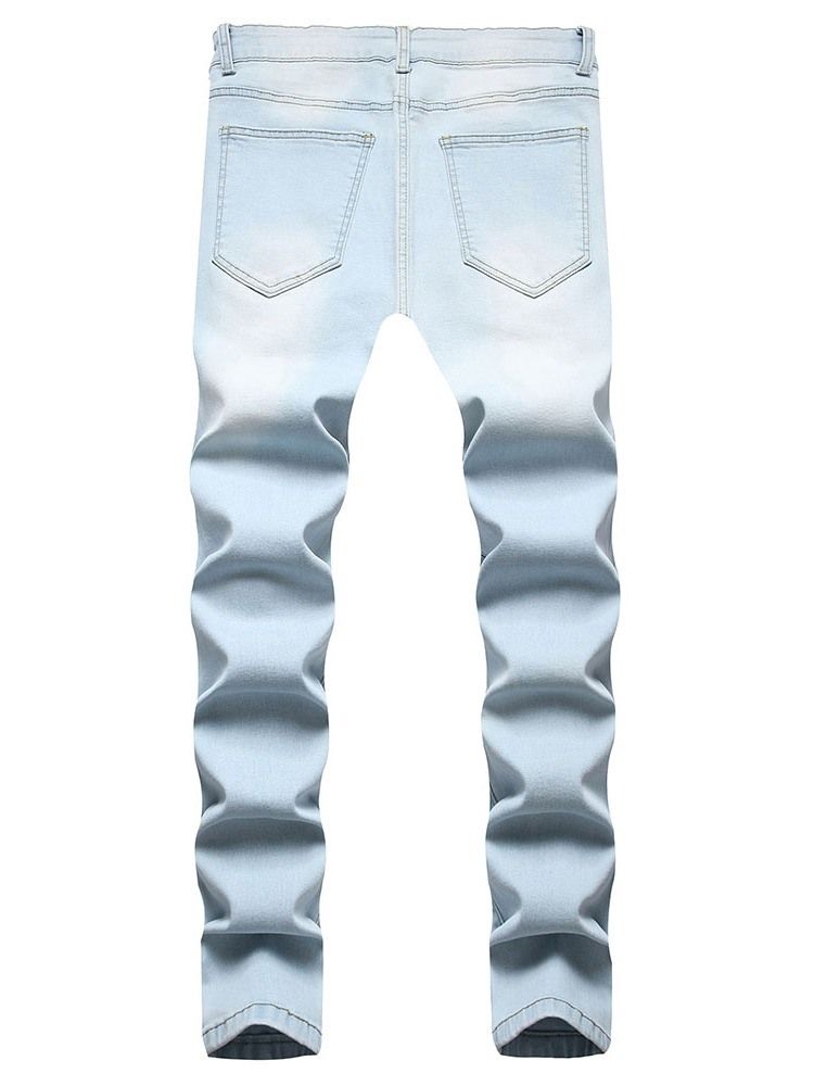 Pencil Byxor Dragkedja Casual Dragkedja Hellängd Jeans För Män