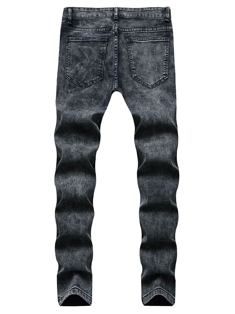 Pencil Byxor Enkelt Hål Mid Midja Jeans