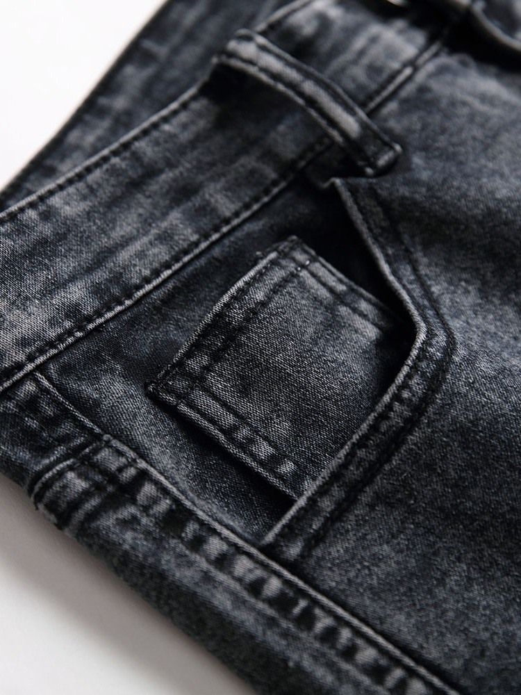 Pencil Byxor Enkelt Hål Mid Midja Jeans