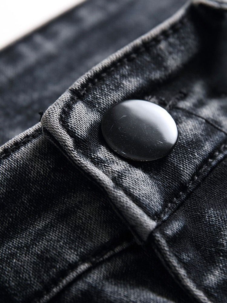 Pencil Byxor Enkelt Hål Mid Midja Jeans