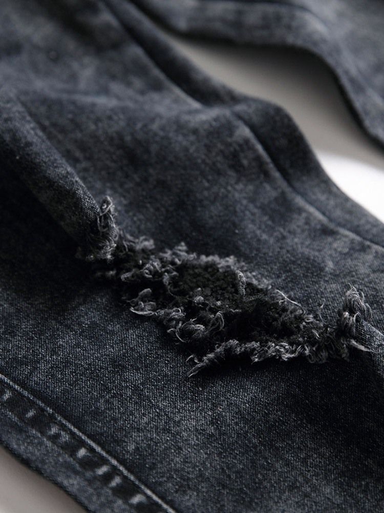 Pencil Byxor Enkelt Hål Mid Midja Jeans