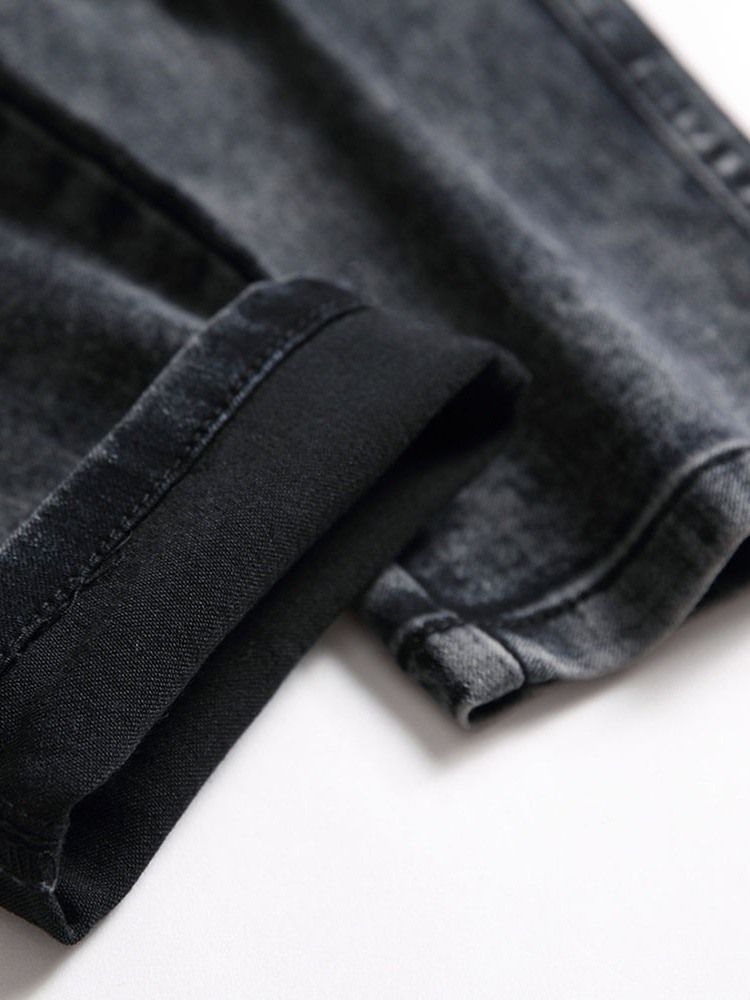 Pencil Byxor Enkelt Hål Mid Midja Jeans