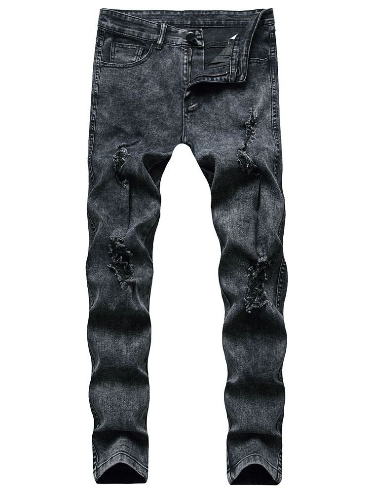 Pencil Byxor Enkelt Hål Mid Midja Jeans