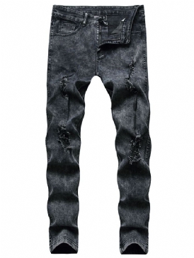 Pencil Byxor Enkelt Hål Mid Midja Jeans