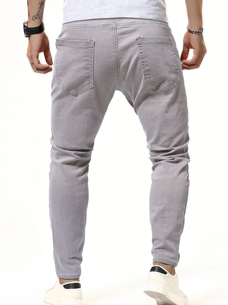Pencil Byxor Fick Vanliga Män Casual Zipper Jeans
