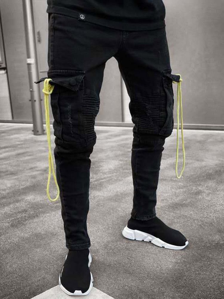 Pencil Byxor Hål Europeiska Mäns Jeans