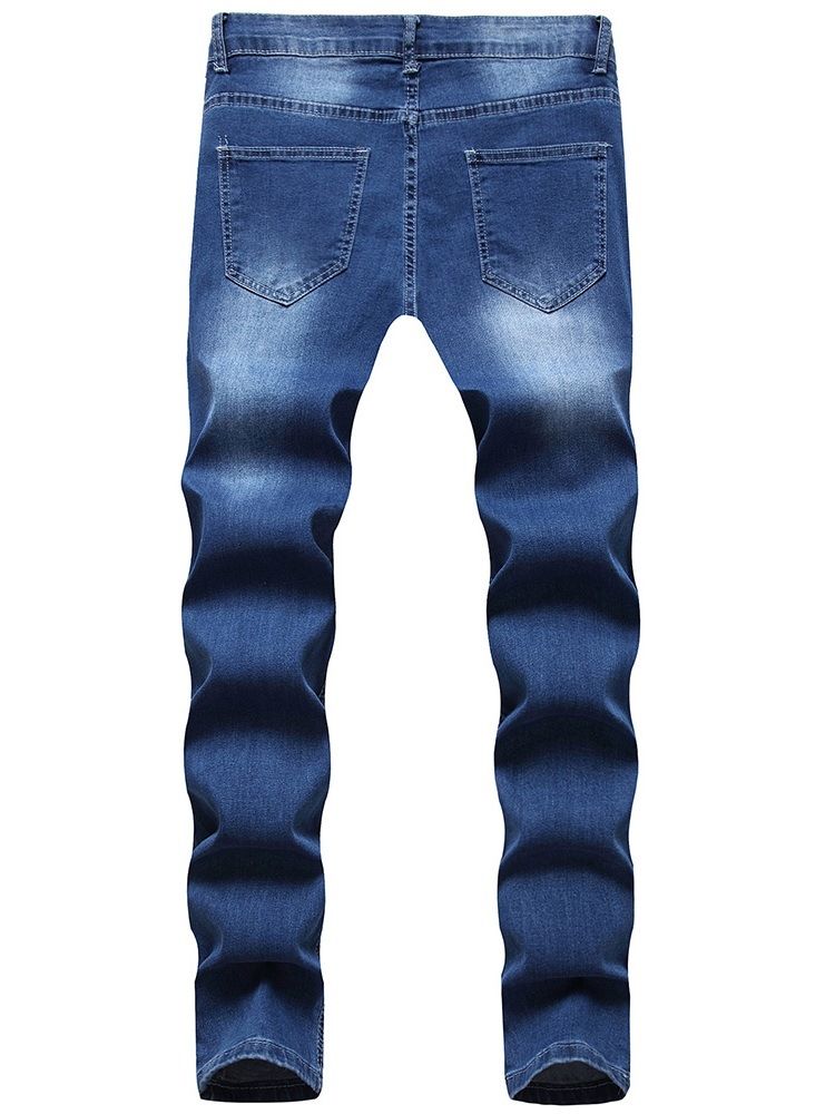 Pencil Byxor Hål Mid Waist Casual European Jeans