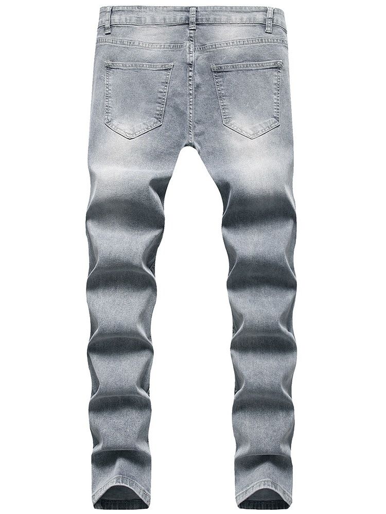 Pencil Byxor Hål Mid Waist Casual European Jeans