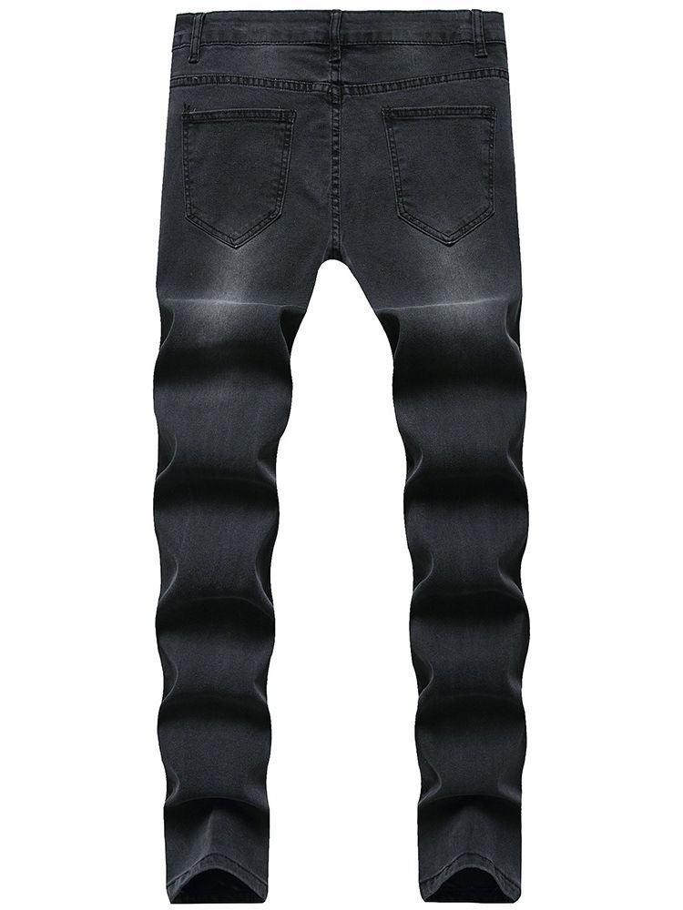 Pencil Byxor Hål Mid Waist Casual European Jeans