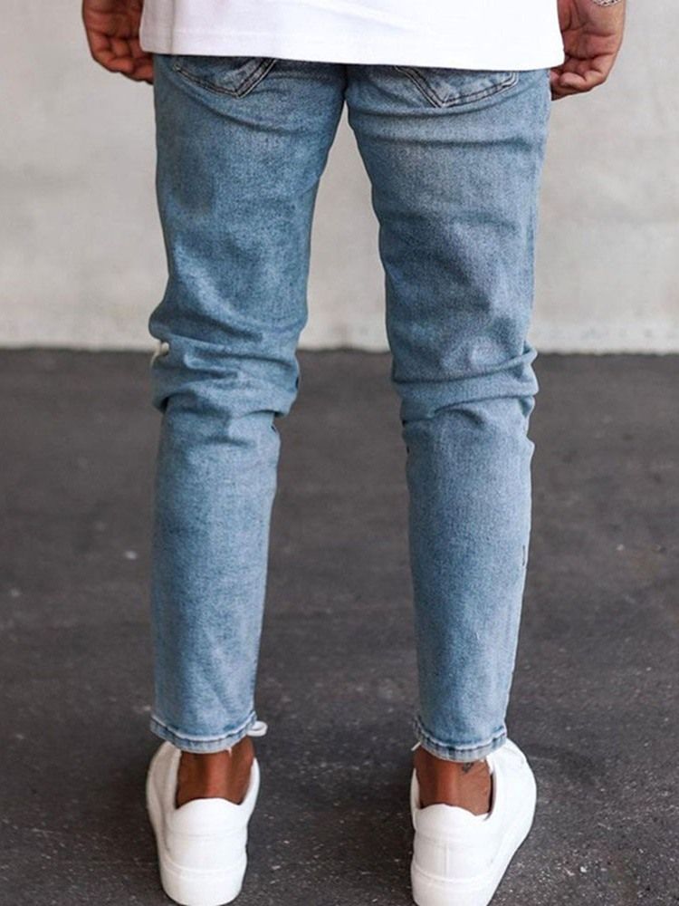 Pencil Byxor Slitna European Zipper Jeans
