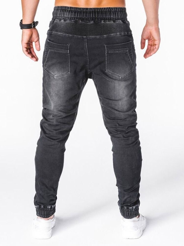 Pencil Byxor Slitna Mid Midja Hiphop Herr Jeans